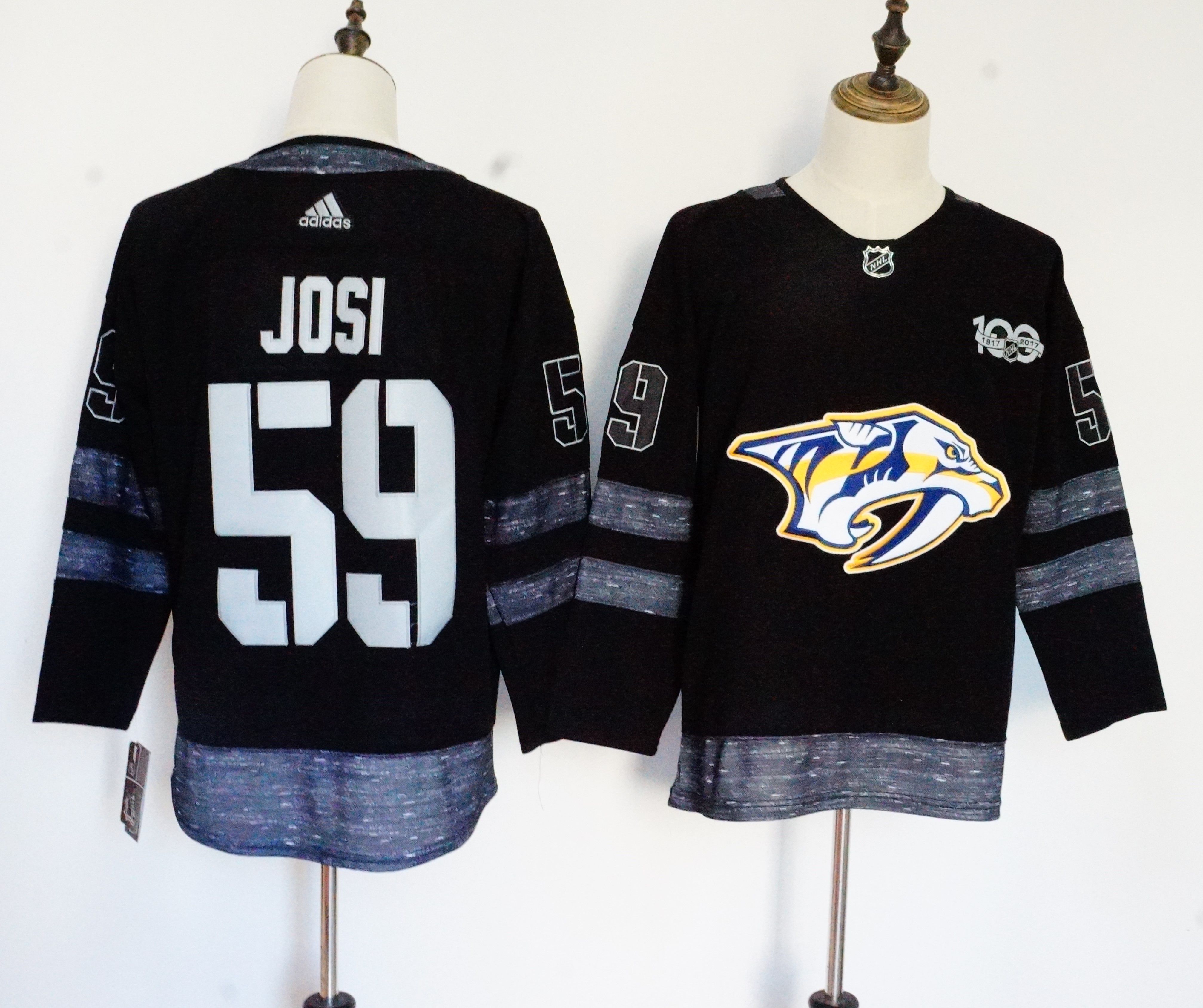 Men Nashville Predators #59 Josi Black 100th Anniversary Stitched Adidas NHL Jerseys->nashville predators->NHL Jersey